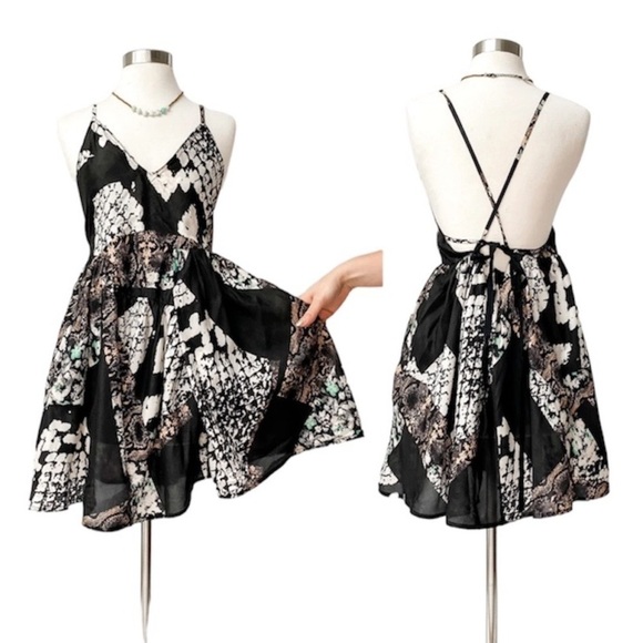 ACNE Studios Black Tan Printed Ballerina Silk Backless Dress 2010 34 (XS) - Picture 15 of 16